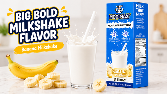 MooMax Banana Cream Milkshake Milk Flavoring Straws box with banana cream flavor