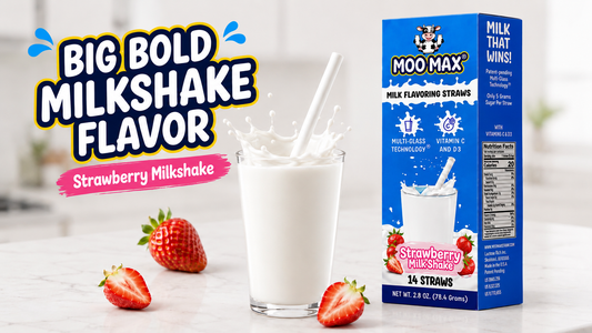 MooMax Strawberry Milkshake Milk Flavoring Straws 14-count box